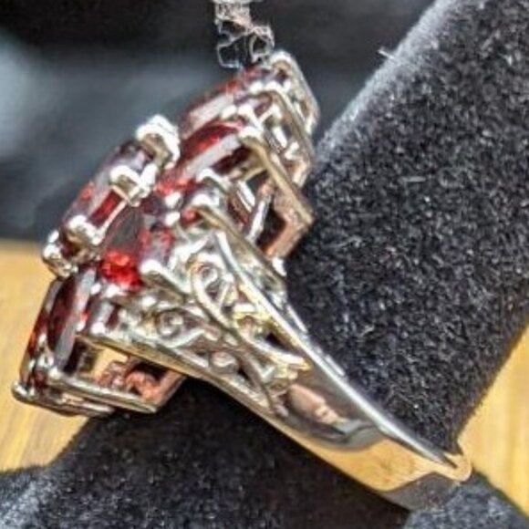 5 ct Chuck Clemency STS Ring Diamond Cut Garnet Sterling Silver 925 Gold Pl 14K - Picture 3 of 4